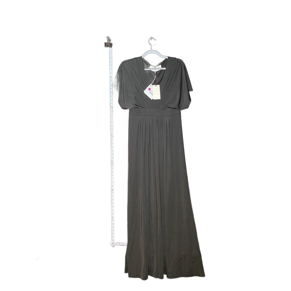 By Malina Women's Black Short Sleeve Cinched Waist Midi Dress Size M NWT